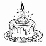 Detailed Candle on Cake Birthday Coloring Sheets 3