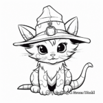 Detailed Cat Wearing Witch Hat Coloring Sheets for Adults 1