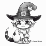 Detailed Cat Wearing Witch Hat Coloring Sheets for Adults 2