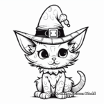 Detailed Cat Wearing Witch Hat Coloring Sheets for Adults 3