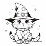 Detailed Cat Wearing Witch Hat Coloring Sheets for Adults 4