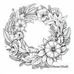 Detailed Christmas Wreath Coloring Pages for Adults 3