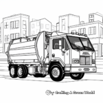 Detailed City Recycling Truck Coloring Pages for Adults 3