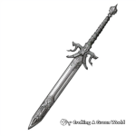 Detailed Claymore Scottish Sword Coloring Pages 1