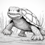 Detailed Common Snapping Turtle Coloring Sheets 1
