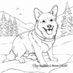 Detailed Corgi in Snow Coloring Pages for Adults 2