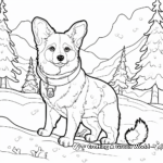 Detailed Corgi in Snow Coloring Pages for Adults 4