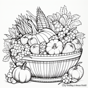 Detailed Cornucopia Coloring Pages for Adults 3