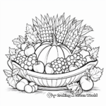 Detailed Cornucopia Thanksgiving Sign Coloring Pages for Adults 4
