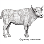 Detailed Cow Anatomy Coloring Pages for Adults 1