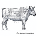 Detailed Cow Anatomy Coloring Pages for Adults 2