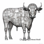 Detailed Cow Anatomy Coloring Pages for Adults 3