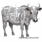 Detailed Cow Anatomy Coloring Pages for Adults 4