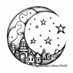 Detailed Crescent Moon and Star Coloring Pages 3