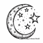 Detailed Crescent Moon and Star Coloring Pages 4