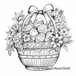 Detailed Easter Basket with Ribbon Coloring Pages for Artistic Adults 1