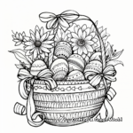 Detailed Easter Basket with Ribbon Coloring Pages for Artistic Adults 2
