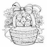 Detailed Easter Basket with Ribbon Coloring Pages for Artistic Adults 3