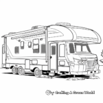 Detailed Fifth-Wheel Camper Coloring Pages for Adults 4