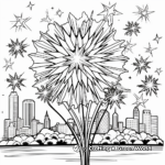 Detailed Fireworks Celebration Coloring Pages for Adults 1