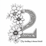 Detailed Floral Number 2 Coloring Pages for Adults 4