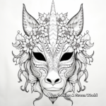 Detailed Floral Unicorn Mask Coloring Pages for Adults 2