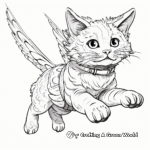 Detailed Flying Cat Coloring Pages for Adults 1