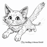 Detailed Flying Cat Coloring Pages for Adults 3
