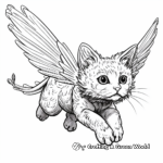 Detailed Flying Cat Coloring Pages for Adults 4