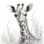 Detailed Giraffe in Savannah Coloring Pages 3