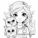 Detailed Girl Owl Coloring Pages for Adults 1