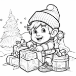 Detailed Gnome Wrapping Presents Coloring Pages 1