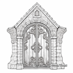 Detailed Gothic Door Coloring Pages 3