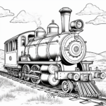 Detailed Gothic Steam Engine Coloring Pages for Adults 4