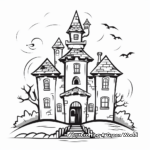 Detailed Haunted Castle Coloring Pages for Adults 1