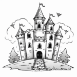 Detailed Haunted Castle Coloring Pages for Adults 3