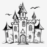 Detailed Haunted Castle Coloring Pages for Adults 4