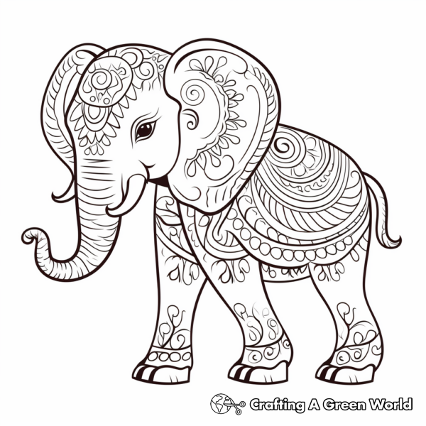 Henna Elephant Coloring Pages - Free &amp; Printable!