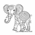Detailed Henna Elephant Coloring Pages for Adults 4