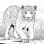 Detailed Jaguar Wildcat Coloring Pages for Adults 3