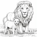 Detailed Lion and Lamb Coloring Pages for Adults 3
