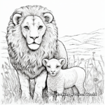 Detailed Lion and Lamb Coloring Pages for Adults 4