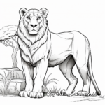 Detailed Lioness Coloring Pages for Adults 4