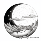 Detailed Lunar Eclipse Coloring Pages for Adults 1