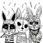Detailed Masquerade Party Animal Coloring Pages for Adults 2