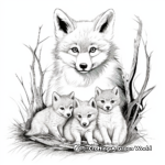 Detailed Mother Coyote with Pups Coloring Page 2