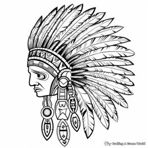 Detailed Native American Headdress Coloring Pages 1