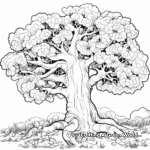 Detailed Oak Tree Coloring Pages for Adults 2