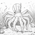Detailed Octopus in an Oceanic Background Coloring Pages 2