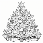 Detailed Ornament-Filled Tree Coloring Pages for Adults 1